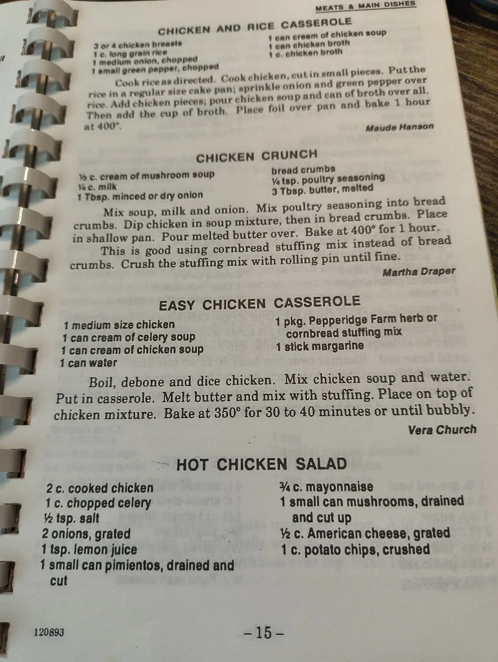 Vintage Country Favorites from Pine Grove Park Cookbook Recipes
